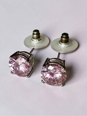 Sterling Silver 5ct Pink Cubic Zirconia Stud Earrings